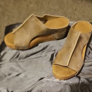 Elegant Brown Mules with Wedge Heel